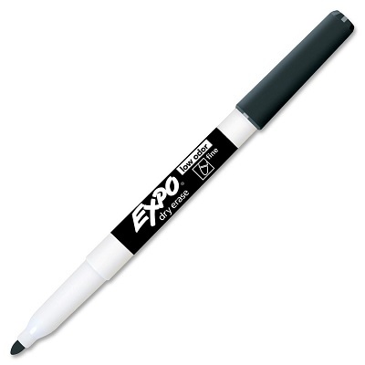 Marker-Dry Erase, Expo Low Odour, Fine Black,12/pk