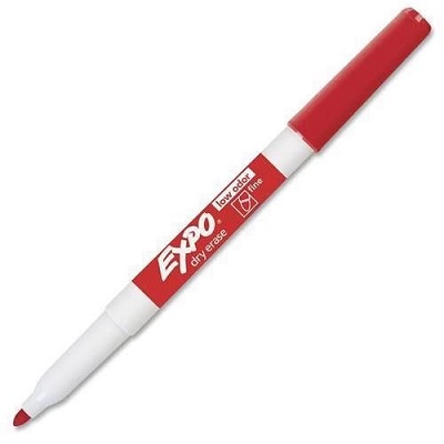 Marker-Dry Erase, Expo Low Odour, Fine Red,12/pk
