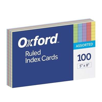 Index Cards-5X8 Ruled, Rainbow 100/Pack