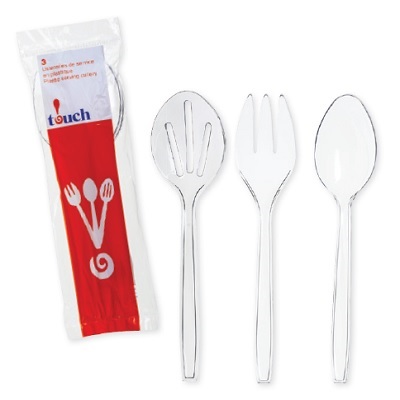 Utensil Set-Touch Plastic 3-Piece Serving, Clear