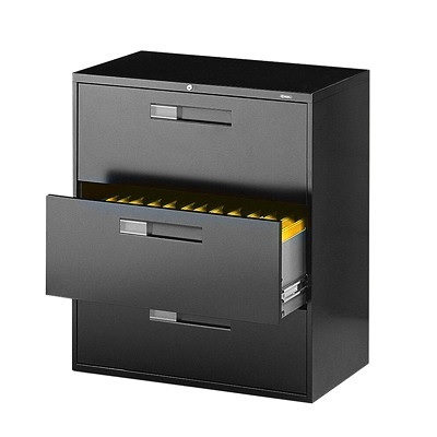 File Cabinet-Lateral 9300 Fixed, 3 Drawer, Black
