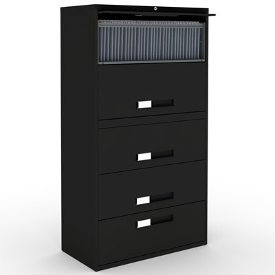 File Cabinet-Lateral 9300 Receding, 5 Drawer, Black