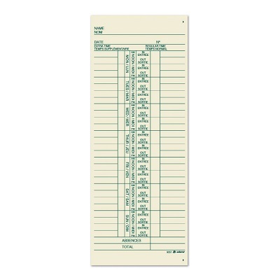 Time Cards-Weekly Bilingual 100/Pk