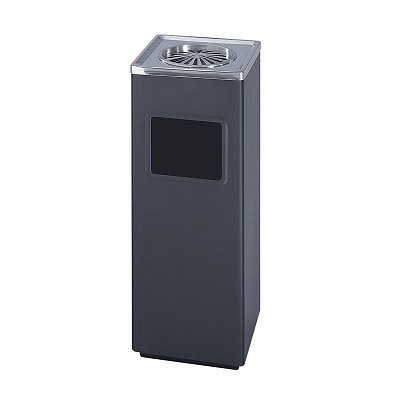 Smoking Receptacle / Garbage Can, 3 Gallon, Sandless, Black