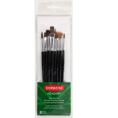 Paint Brush Set-Derwent Academy, 8 Assorted