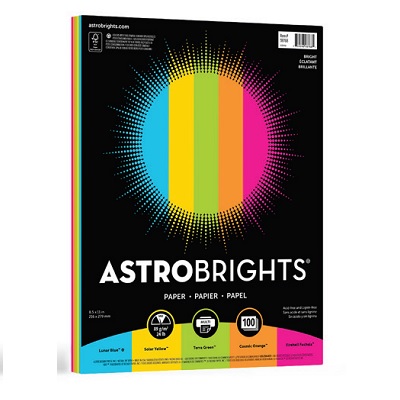 Paper-Astrobrights Brights Letter 24Lb 5 Colour Assorted