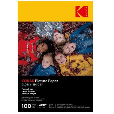 Paper-Kodak Glossy Photo Paper, 4X6, 6.5Mil 100/Pack