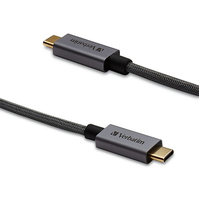 Usb Cable-Verbatim Usb-C To Usb-C, 47" Braided Black