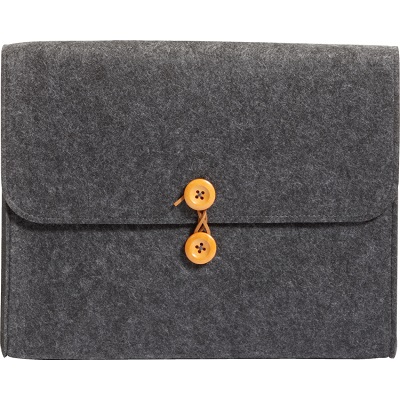 Pouch-Felt Button/String Pocket, Charcoal/Black