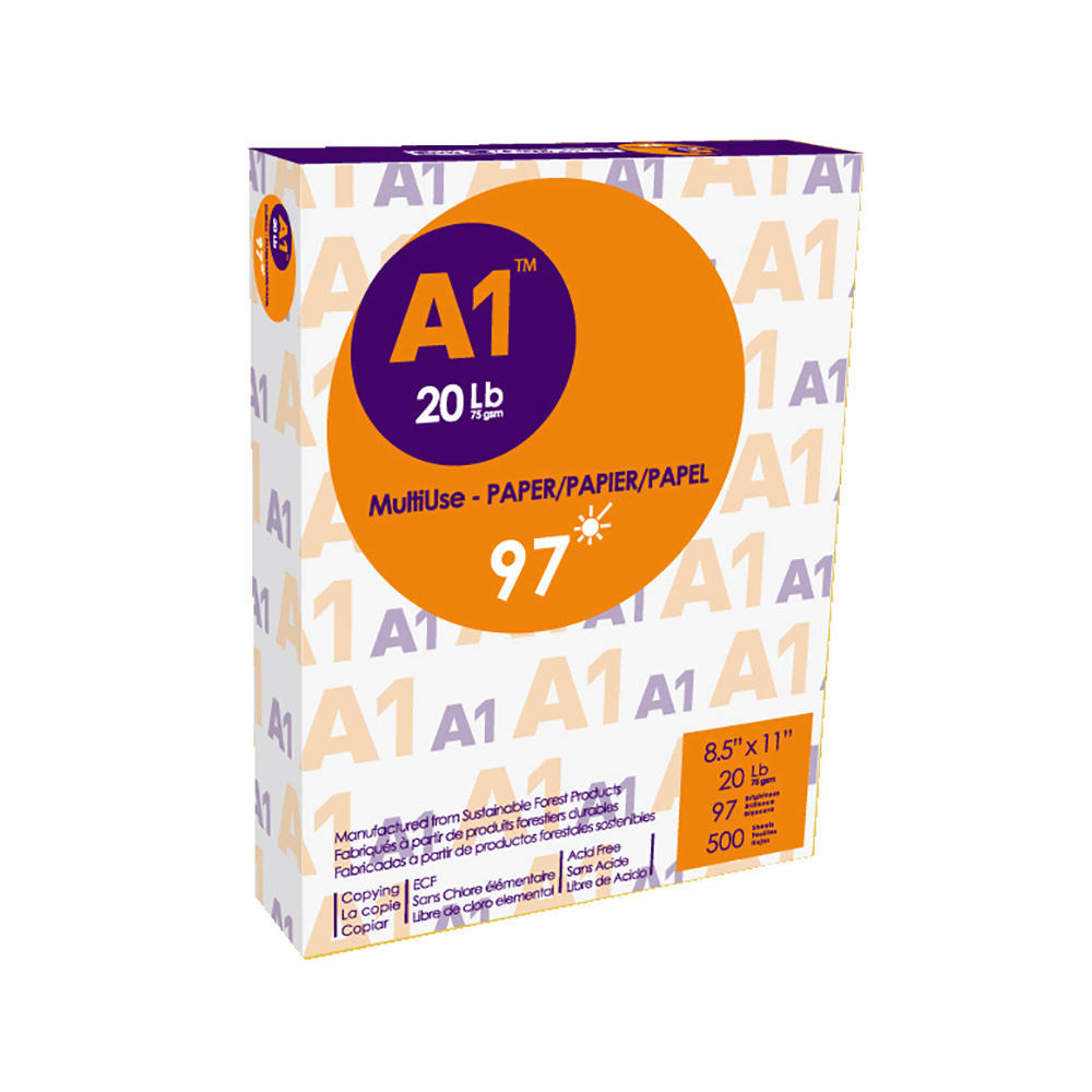 A1® Copy Print Paper,20 lbs, 8.5'' x 11'', 97 brightness, 500 Sheets/Ream