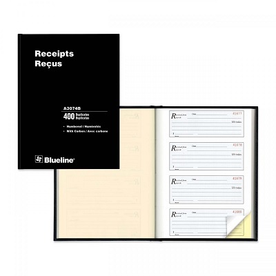 Receipt Book-Ncr Hard 400 Duplicate 4-Up 10.75X8.25
