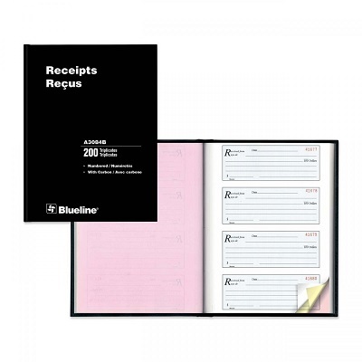 Receipt Book-Ncr Hard 200 Triplicate 4-Up 10.75X8.25
