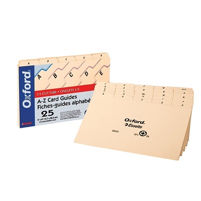 Card Guides-5X8 Manila, A-Z Plain, 25/Set