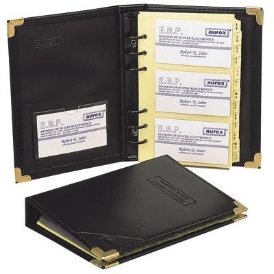 Business Card Holder-Vinyl 6 Ring Cap.120, Black