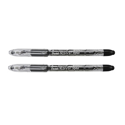 Stylus Pen-Ballpoint R.S.V.P. Medium Black, 2/Pack