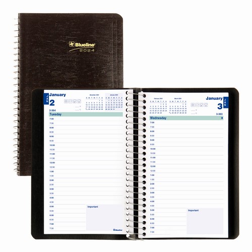 Blueline Essential Daily Planner 2024, English Black (C1504.81T) (FREE SHIPPING)