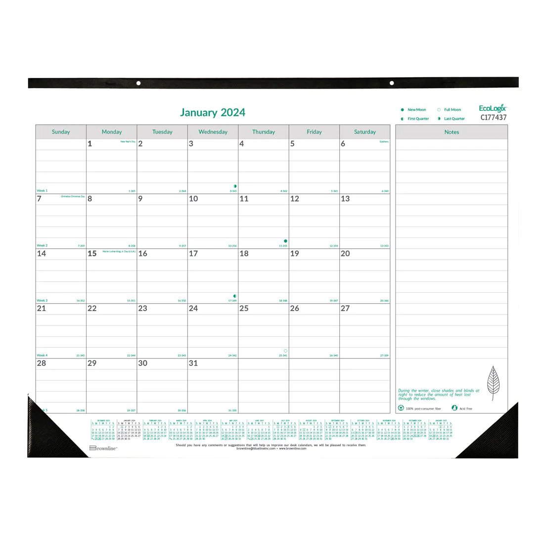 Brownline EcoLogix Monthly Desk Pad 2024 (C177437)