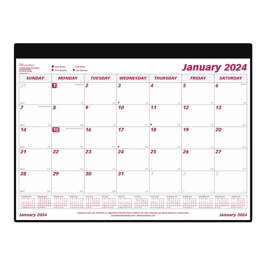 Brownline Monthly Desk Pad 2024, English (C191924)