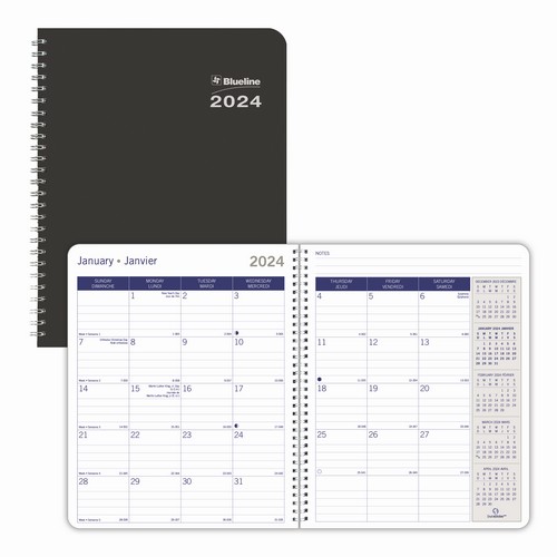 Blueline DuraGlobe™ Monthly Planner 2024, Bilingual, Black (C230.81BT)(FREE SHIPPED)