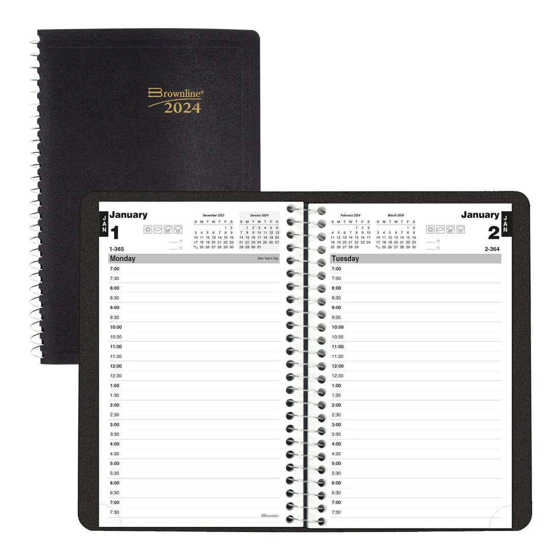 Brownline Daily Planner 2024, English, Black (C2504.81T) (FREE SHIPPING)