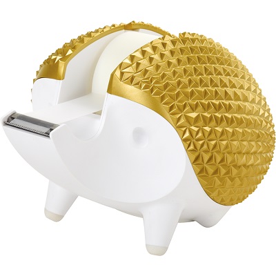 Tape Dispenser-Scotch, Hedgehog, White/Gold