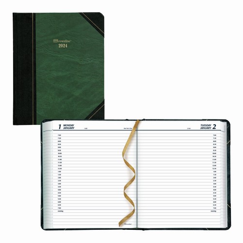 Brownline 2024 Daily Planner - 8-1/8"H x 6-9/16"W - Marble Green (C517F)(FREE SHIPPED)