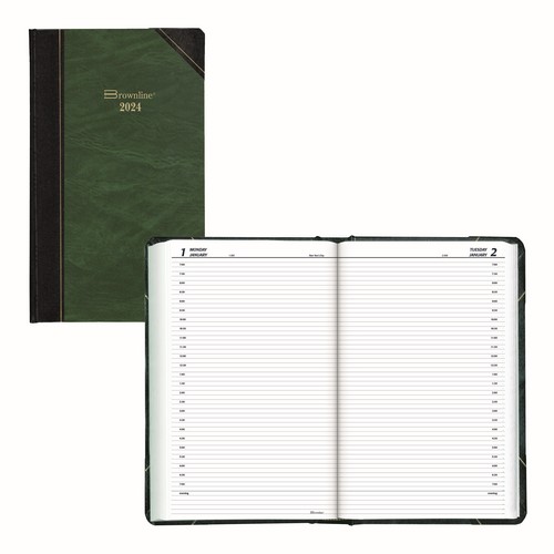 Brownline 2025 Daily Planner - 13-3/8"H x 8"W - Marble Green (C530F) (FREE SHIPPED)