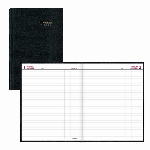 Brownline 2024 Daily Planner - 10"H X 7 7/8"W - Black (C550.BLK) (FREE SHIPPING)