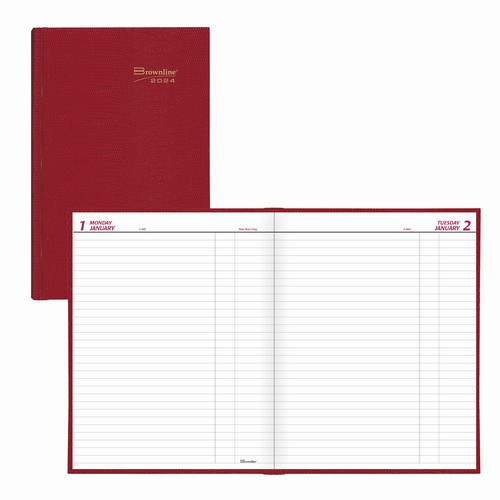 Brownline 2024 Daily Planner - 10"H x 7-7/8"W - Bright red (C550.RED) (FREE SHIPPING)