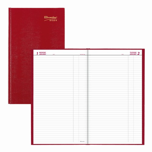 Brownline 2024 Daily Planner - 13-3/8"H X 7-7/8"W - Bright red (C551.RED)