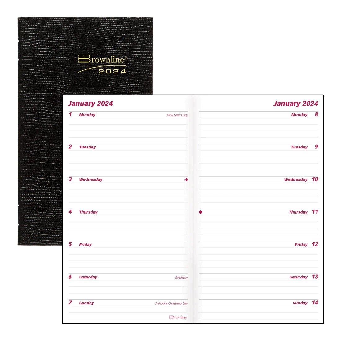 Brownline Essential Two-week Pocket Planner 2024, English, Black (C5626.81Z)(FREE SHIPPED)