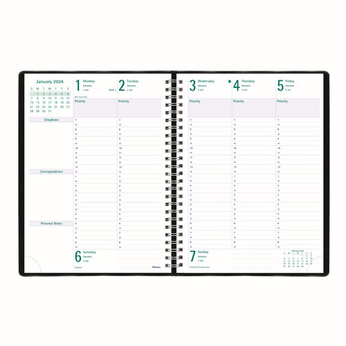 Blueline Timanager® Weekly Planner 2024, English, Black (C5900.81) (FREE SHIPPING)