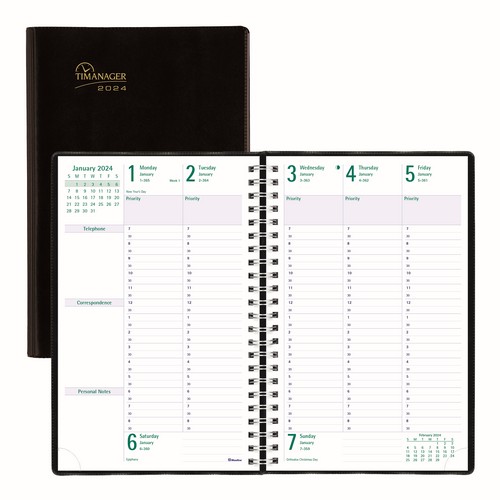 Blueline Timanager® Weekly Planner 2024, English, Black (C5910.81)(FREE SHIPPING)