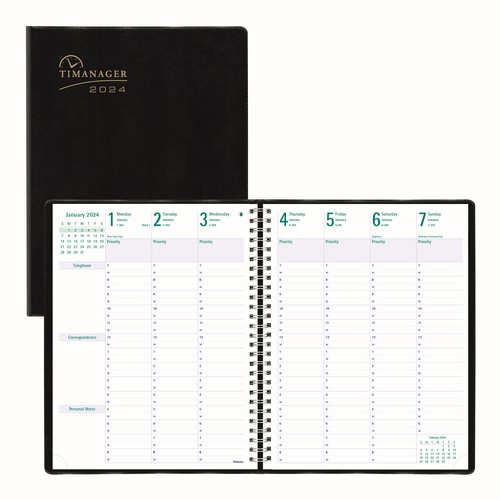 Blueline Timanager® Weekly Planner 2024, English, Black (C5930.81T) (FREE SHIPPED)