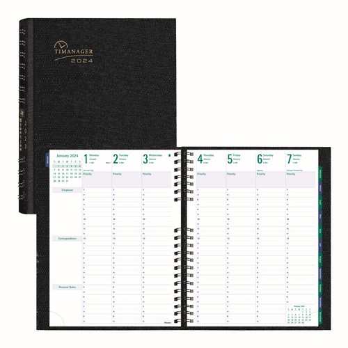 Blueline Timanager®/CoilPro Weekly Planner 2024, English, Black (C5930C.81)(FREE SHIPPED)
