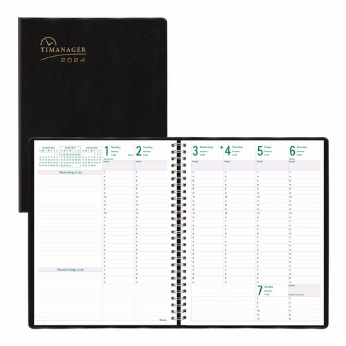 Blueline 2024 Timanager Weekly/Monthly 6-day Planner - 11"H x 8-1/2"W - Black (C5940.81T) (FREE SHIPPED)