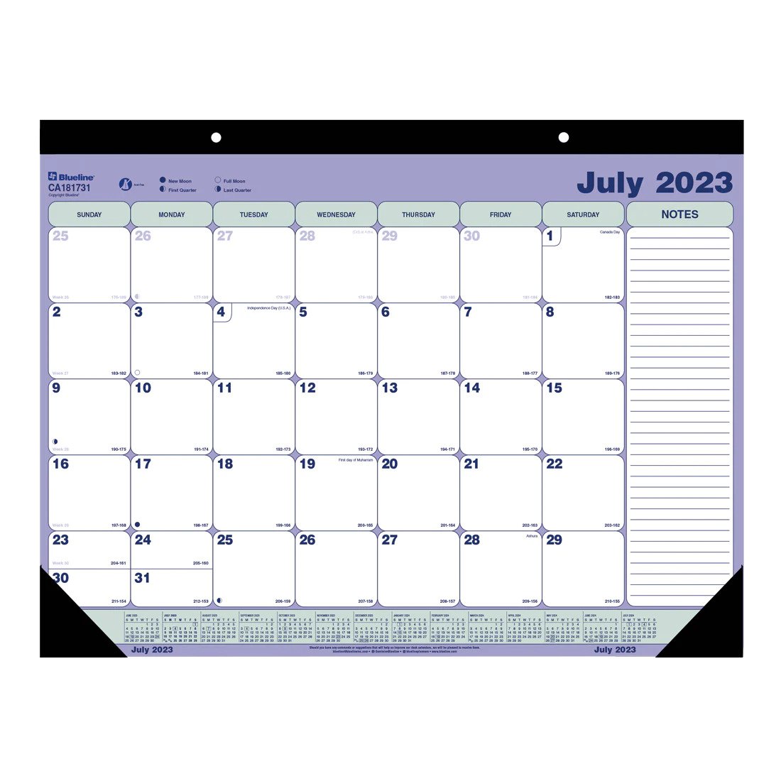 Blueline Academic Monthly Desk Pad 2023-2024, English (CA181731)