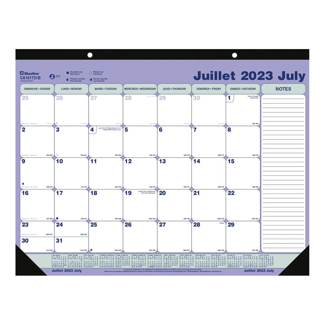 Blueline Academic Monthly Desk Pad 2023-2024, Bilingual (CA181731B)