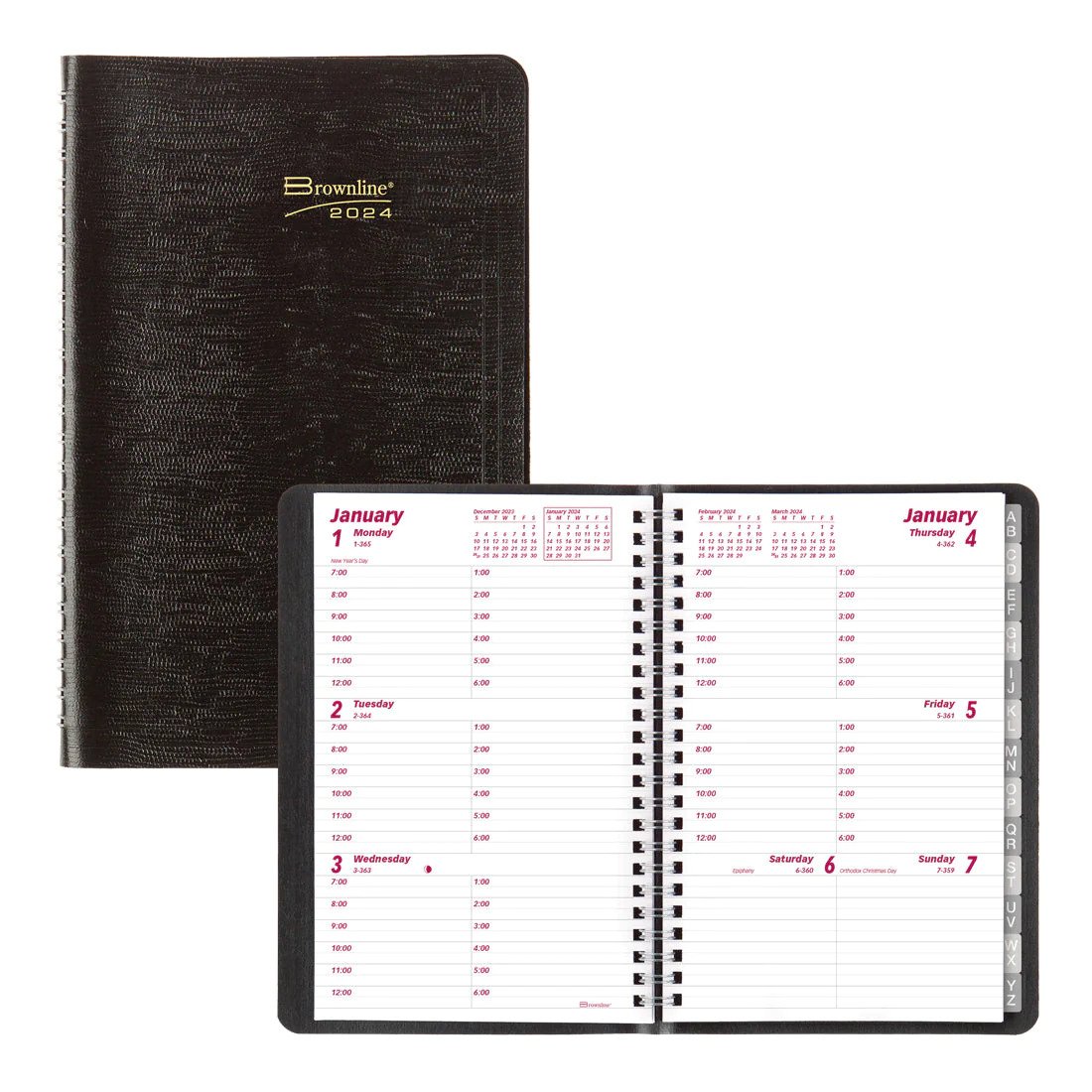 Brownline Essential Weekly Planner 2024, English, Black (CB100.BLK)