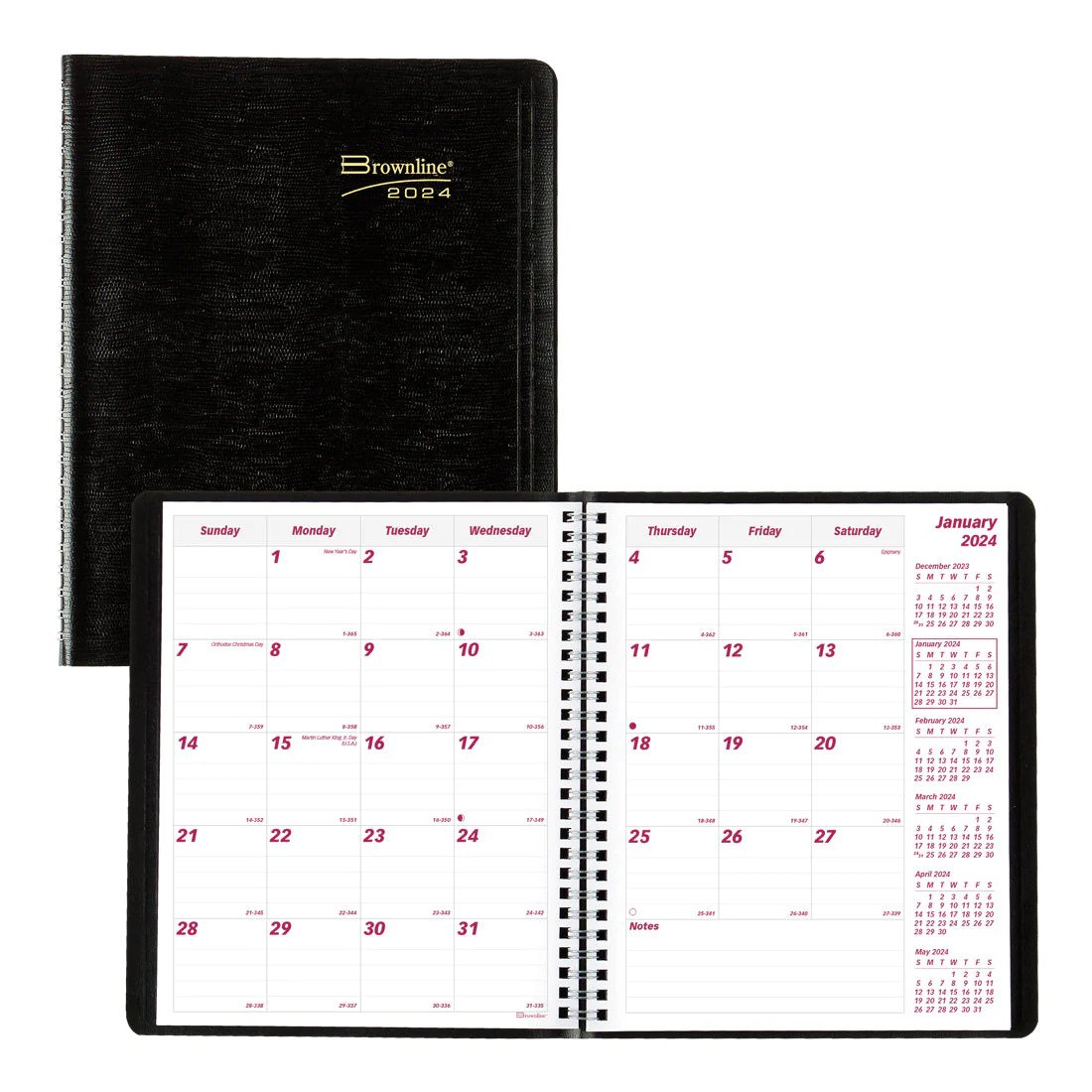 Brownline Essential Monthly Planner 2024, English, Black (CB1200.BLK)