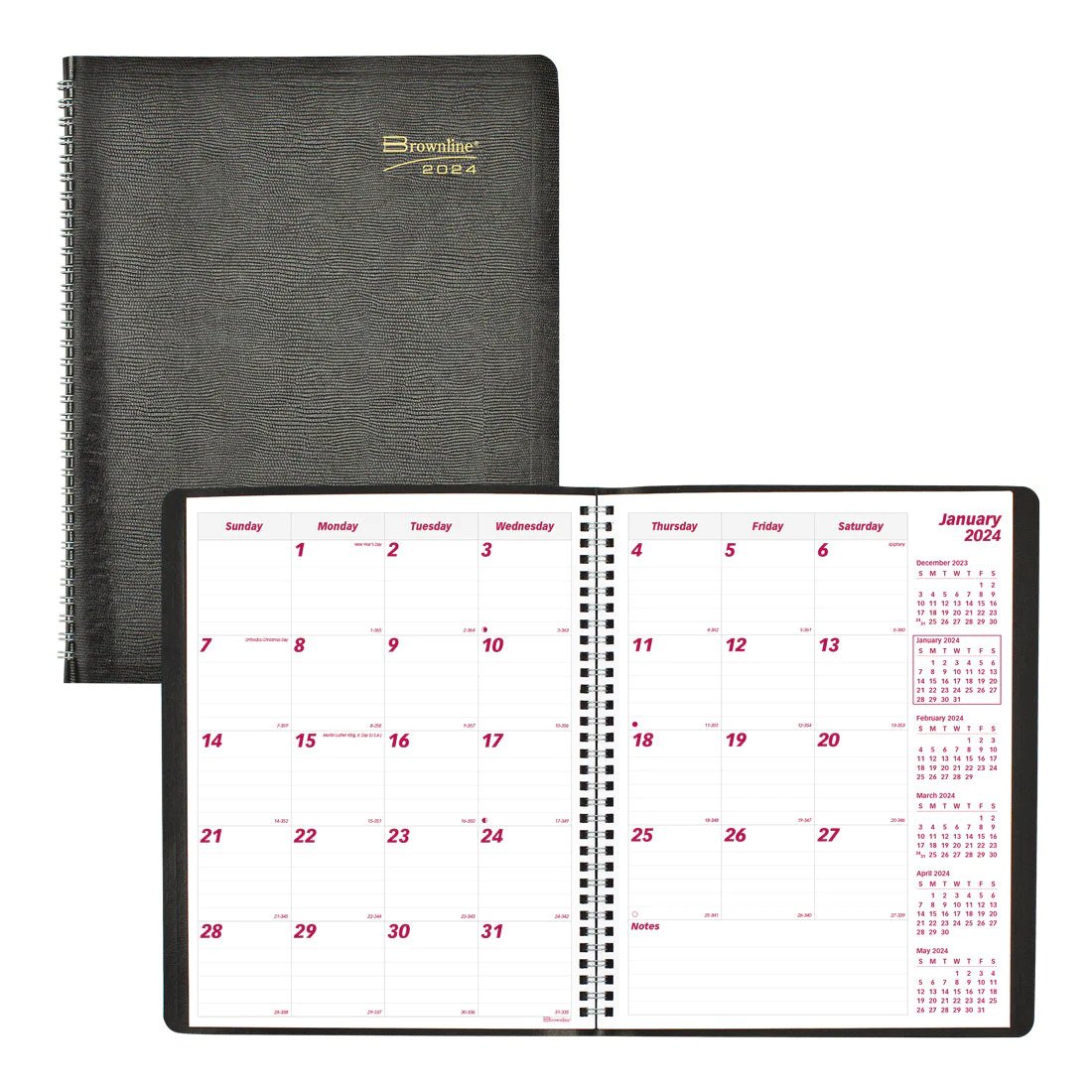 Brownline Essential Monthly Planner 2024, English, Black (CB1262.BLK)