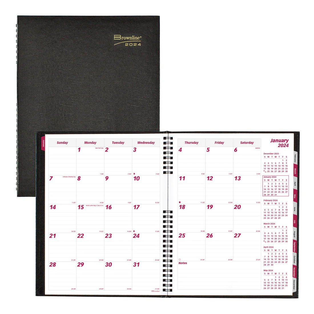 Brownline CoilPro Monthly Planner 2024, English, Black (CB1262C.BLK)