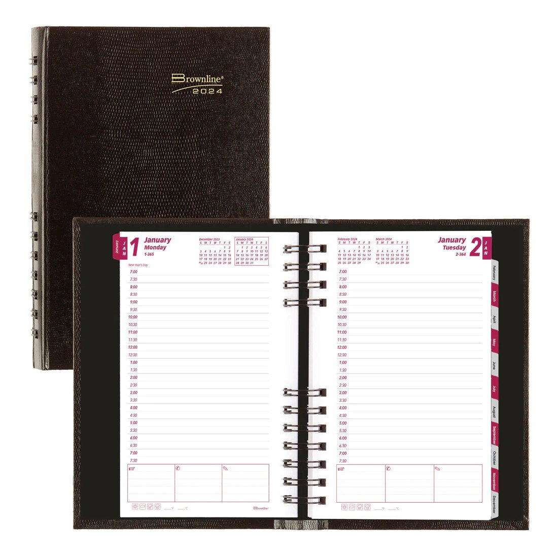 Brownline CoilPro Daily Planner 2024, English , Black (CB634C.BLK)