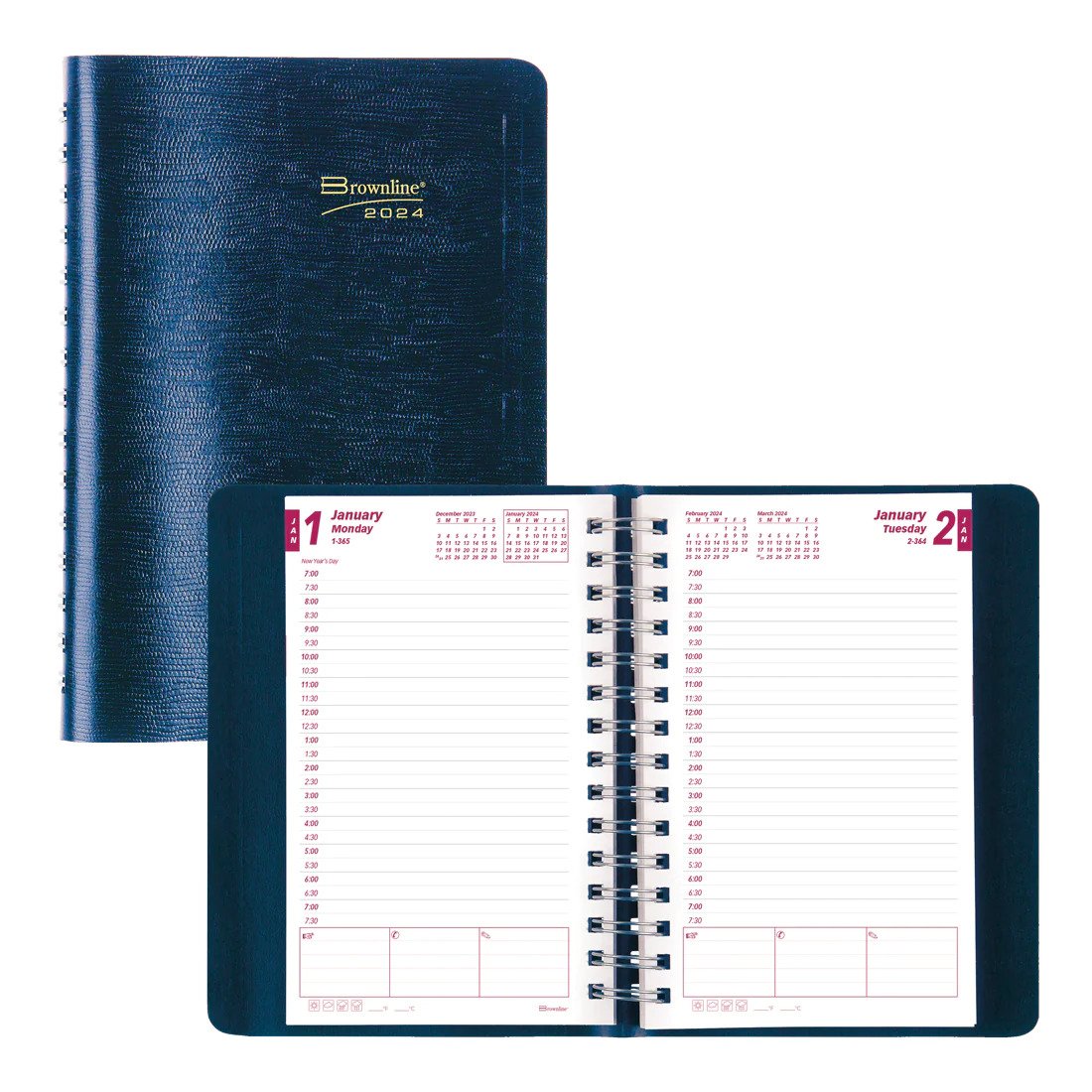 Brownline Essential Daily Planner 2024, English, Blue (CB634W.BLU)(FREE SHIPPED)