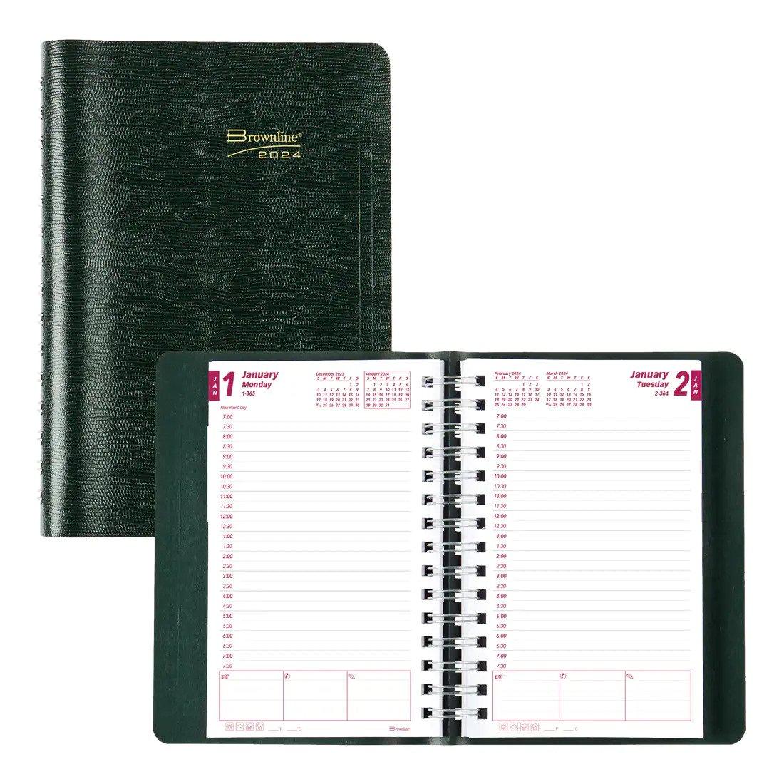Brownline Essential Daily Planner 2024, English, Green (CB634W.GRN) (FREE SHIPPED)