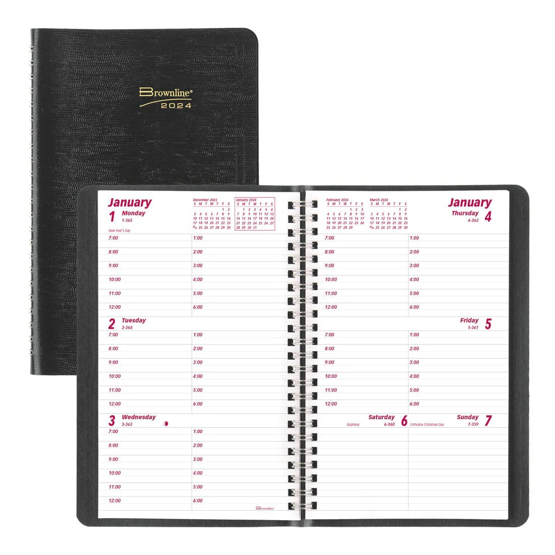 Brownline Essential Weekly Planner 2024, English, Black (CB75.BLK)