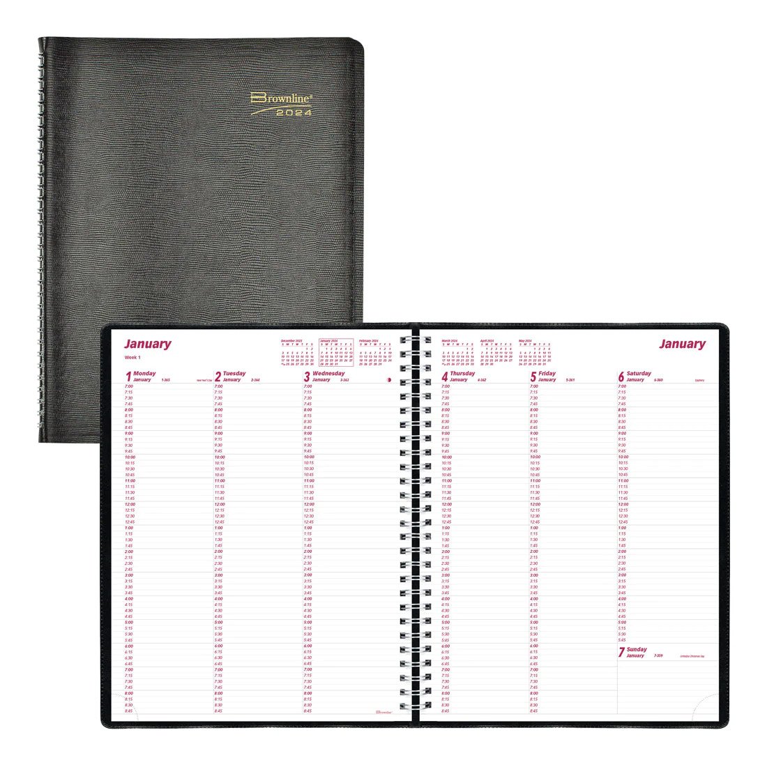 Brownline Essential Weekly Appointment Book 2024, English, Black, (CB950.BLK) (FREE SHIPPED)