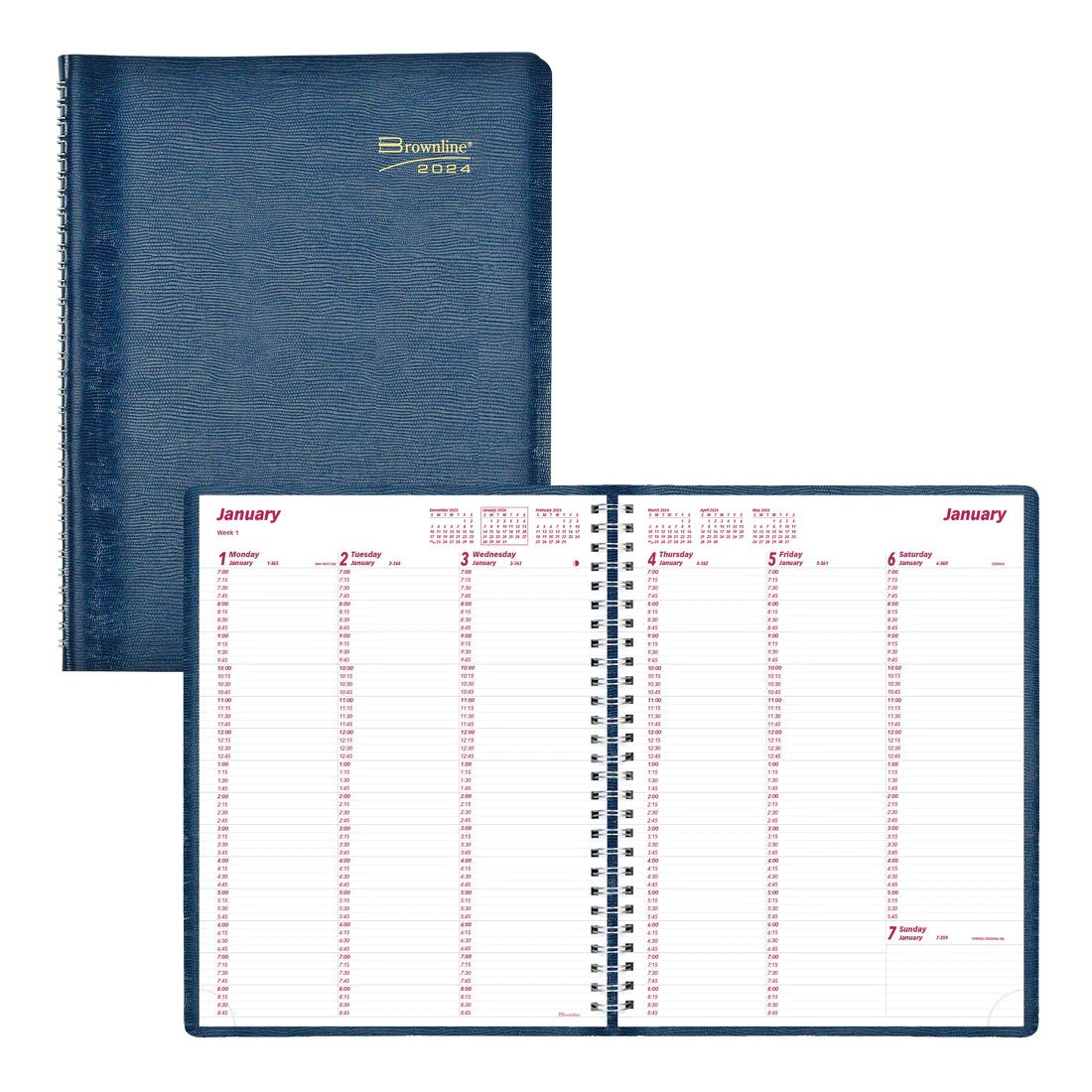 Brownline Essential Weekly Appointment Book 2024, English, Blue (CB950.BLU) (FREE SHIPPED)