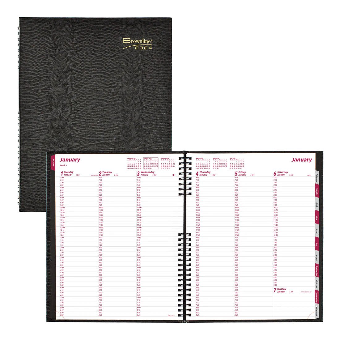 Brownline CoilPro Weekly Appointment Book 2024, English, Black (CB950C.BLK)