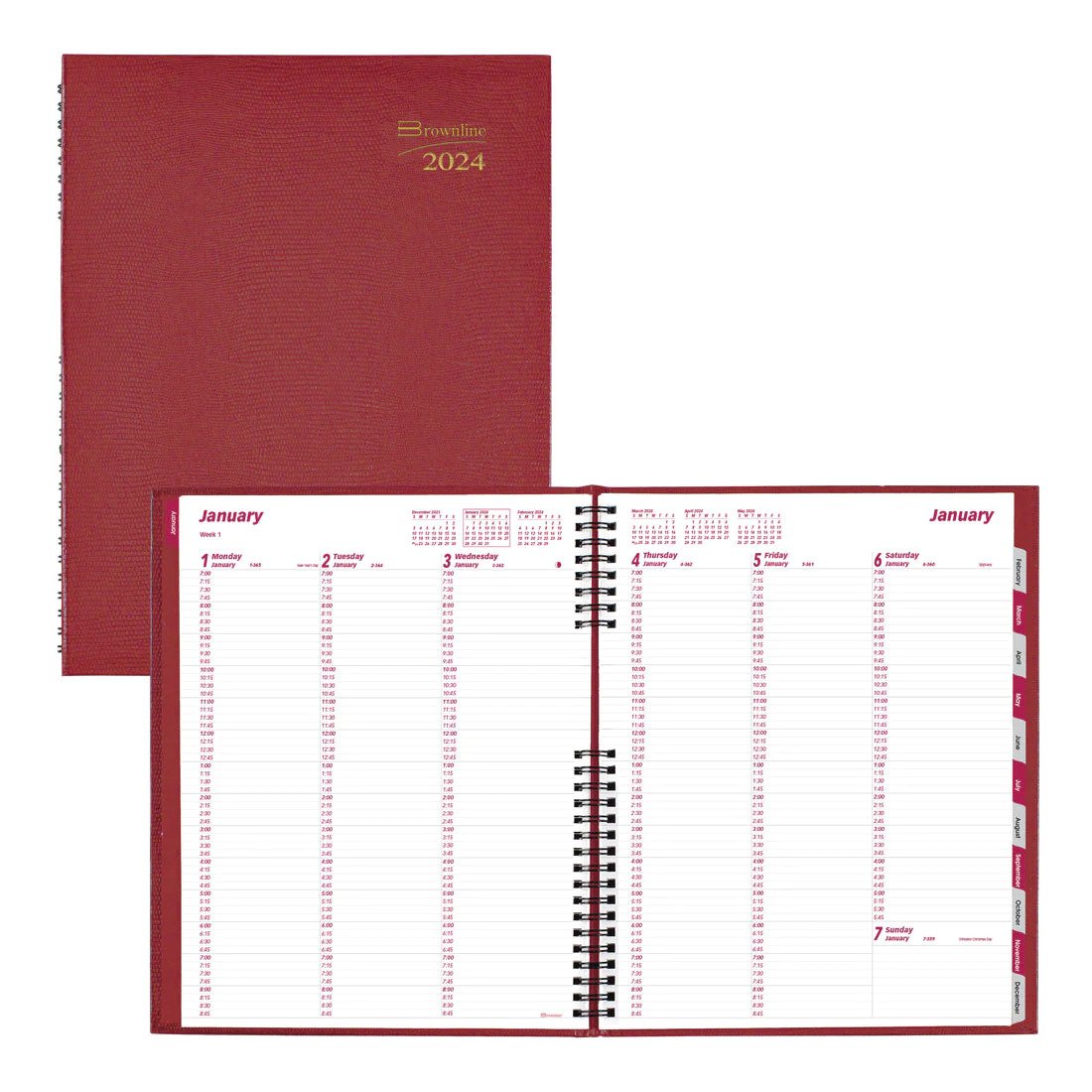 Brownline CoilPro Weekly Appointment Book 2024, English, Red (CB950C.RED)